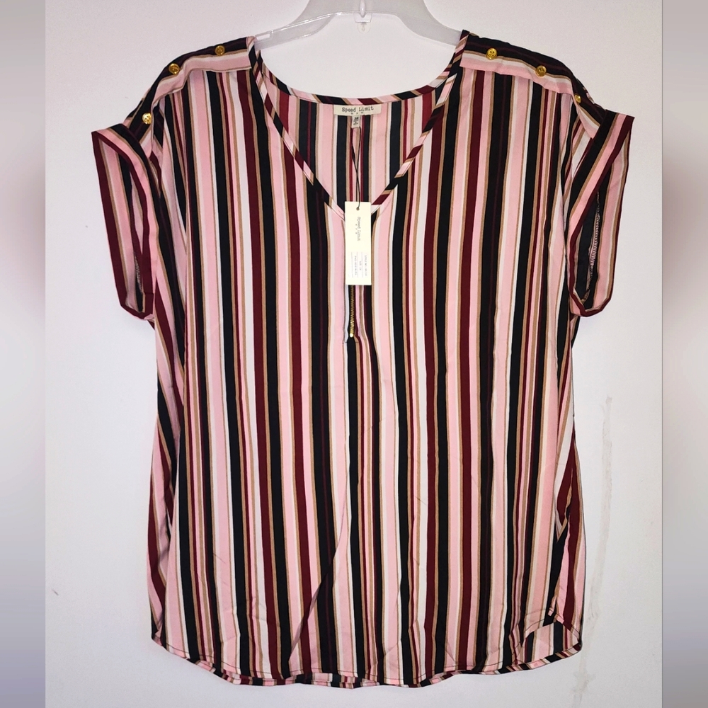 NWT Speed Limit MPH Casual Top with Button Details